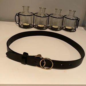 Black Anthropologie belt with gold detail